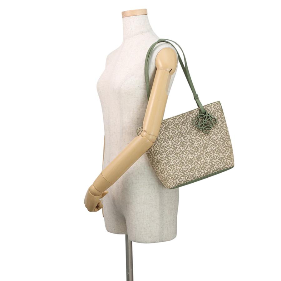 ロエベ トートバッグ アナグラム スクエアトート キャンバス/レザー A933C05X01 LOEWE バッグ 白 【安心保証】の画像