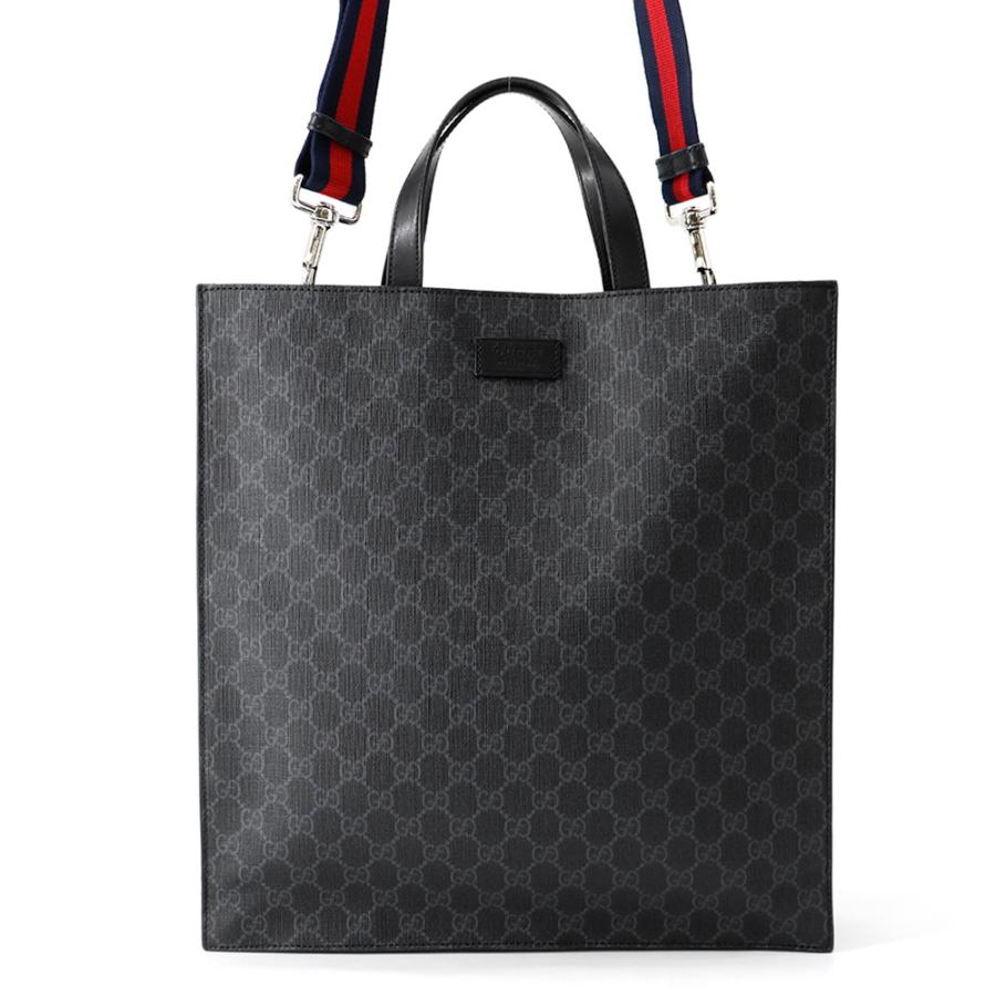 グッチ トートバッグ GGスプリーム/レザー 495559 GUCCI 2wayショルダーバッグ 黒 グッチ トートバッグ GGスプリーム/レザー 495559 GUCCI 2way