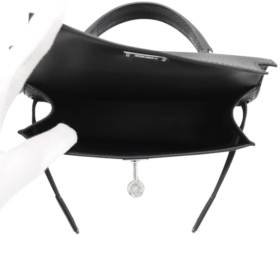 エルメス ハンドバッグ ミニケリー2 外縫いブラック/シルバー金具