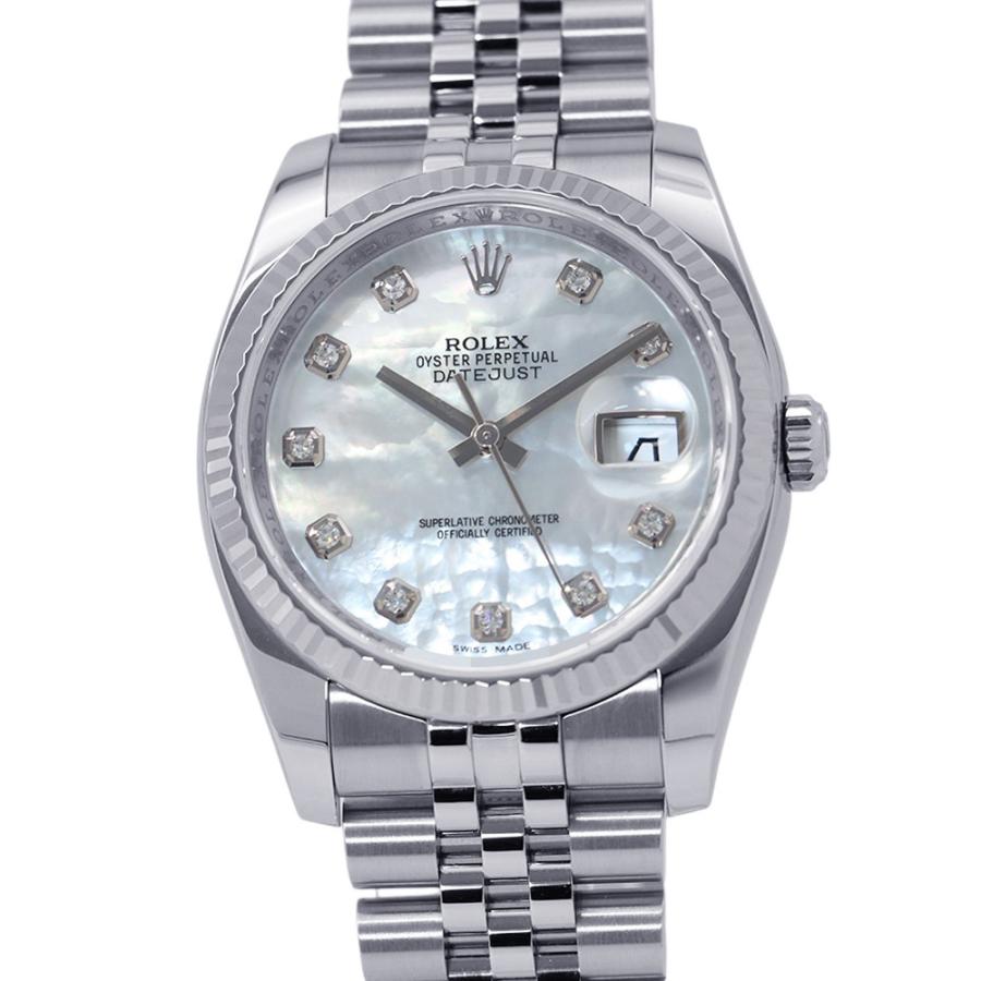 ロレックス デイトジャスト36 ランダムシリアル ルーレット SS/K18ホワイトゴールド 16234G  ROLEX 黒文字盤 10Pダイヤ ロレックス デイトジャスト36 SS/K18 ランダムシリアル ルーレット