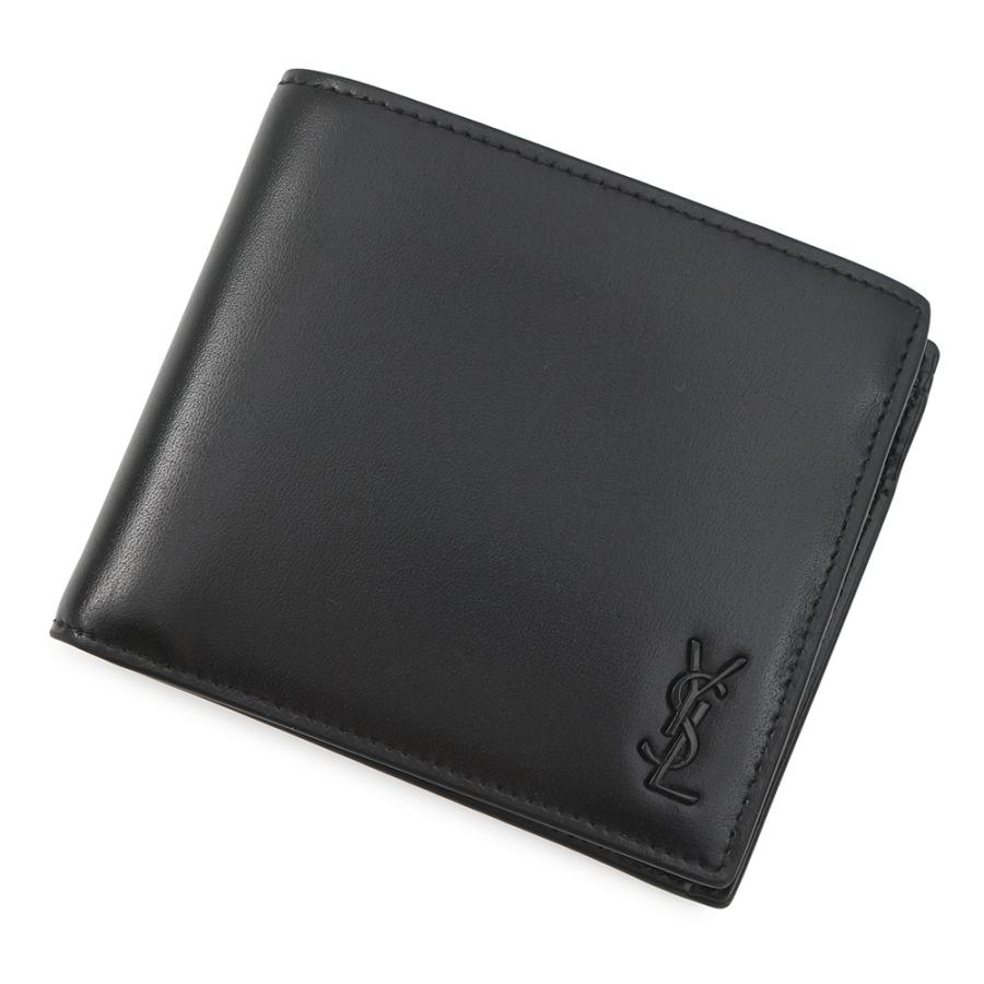 値下げSaint Laurent カサンドラ メンズ カサンドラ 2つ折り財布黒 サンローランパリ 二つ折り財布 カサンドラ コインパース付き レザー