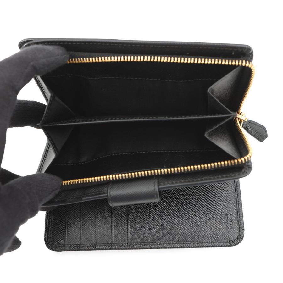 プラダ 二つ折り財布 ロゴ サフィアーノ PRADA 財布 黒 【安心保証