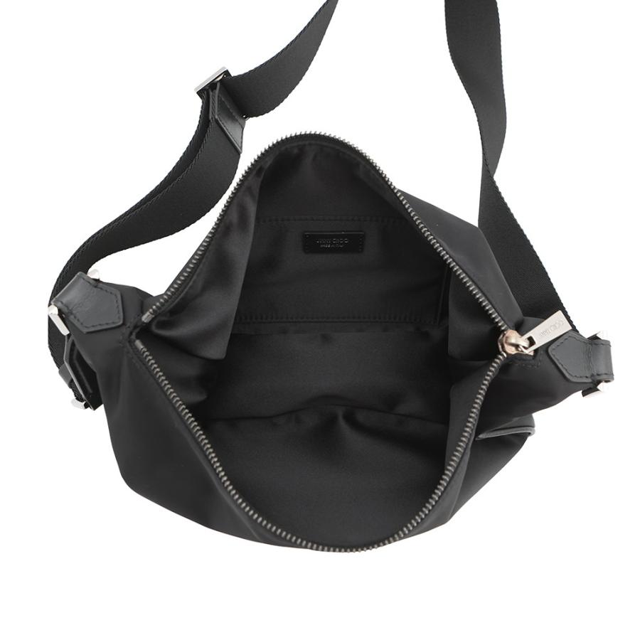 [JIMMY CHOO] フロントロゴ レザーショルダーバッグ 本革 ブラック ジミーチュウ ショルダーバッグ ロゴ ナイロン JIMMY CHOO 黒 中古