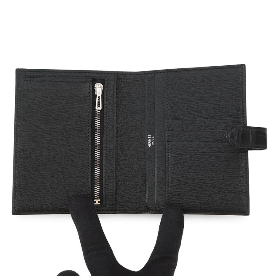 エルメス 二つ折り財布 ベアンコンパクト ブラック/シルバー金具