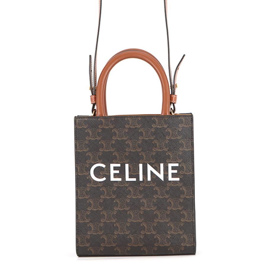 【極美品〜美品】CELINE セリーヌ 2way ハンドバッグ トリオンフ セリーヌ ハンドバッグ トリオンフ ミニ バーティカル カバ PVC/レザー