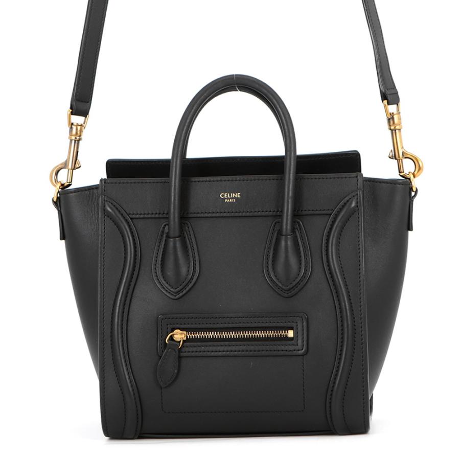 (美品)CELINE ラゲージ ナノ ブラック ハンドバッグ セリーヌ ハンドバッグ ラゲージ ナノショッパー 189243 CELINE バッグ