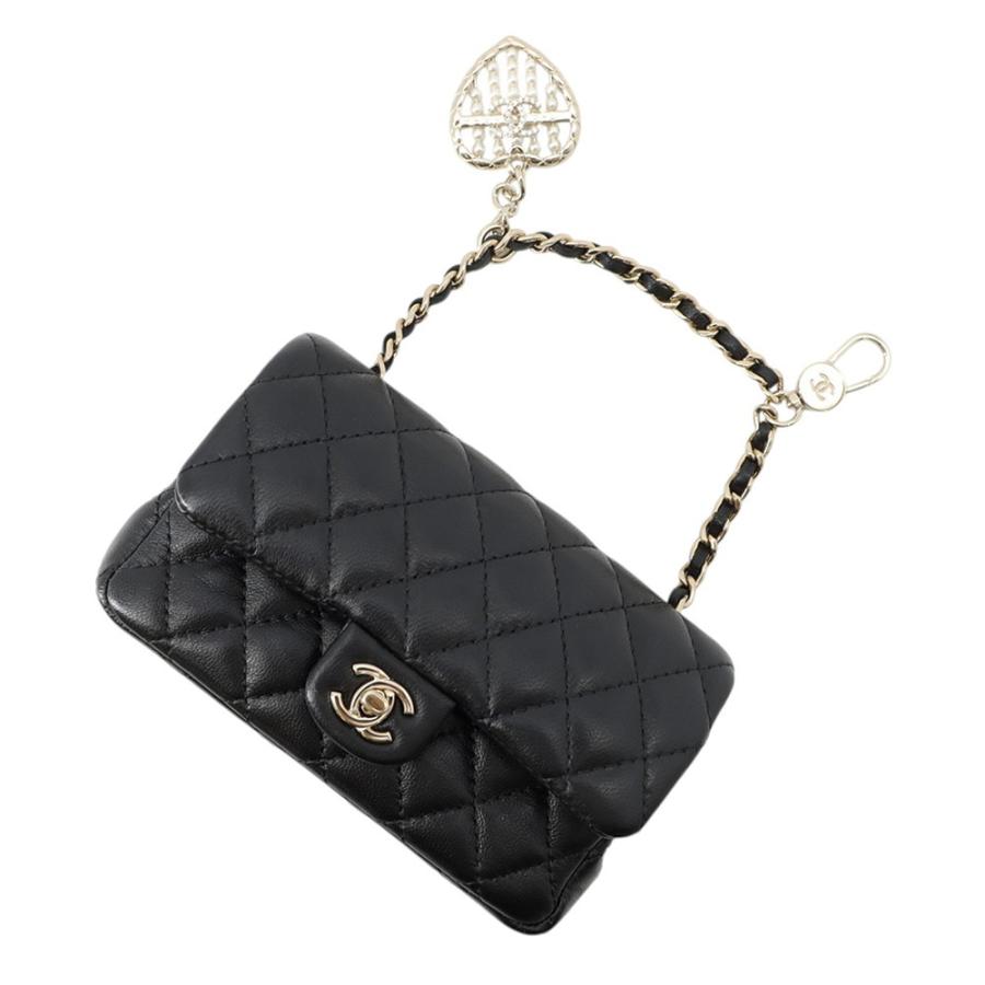 シャネル バッグチャーム ココマーク マトラッセ ミニバッグ ラムスキン AP4760 CHANEL ミニポーチ 小物入れ 黒 シャネル バッグチャーム ココマーク マトラッセ ミニバッグ