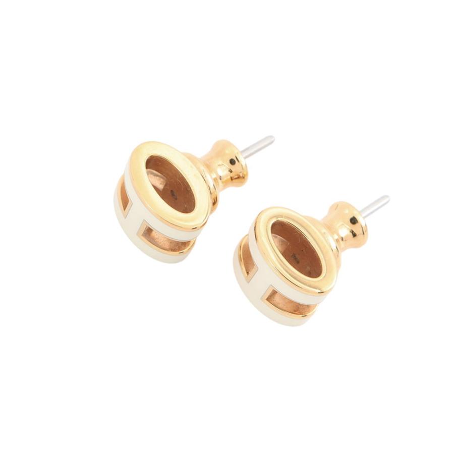エルメス ピアス ミニ・ポップアッシュ ホワイト/ゴールド金具 H