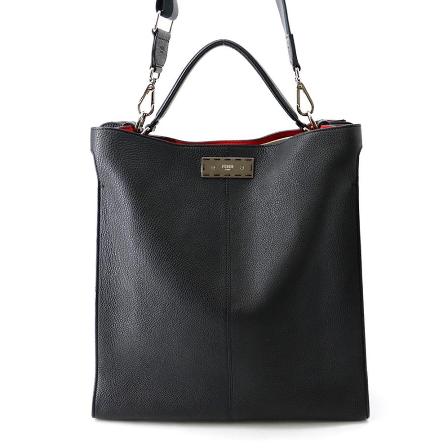 フェンディ 2WAY トートバッグ ピーカブー エックスライト フィット 7VA447 レザー ブラック系 ユニセックス FENDI NA31031 中古 フェンディ トートバッグ ピーカブー エックスライト フィット レザー