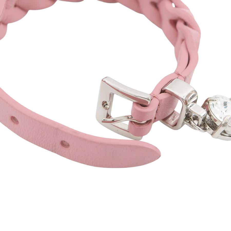 MIU MIU クリスタル装飾 レザーブレスレット ミュウミュウ ブレスレット クリスタル イントレッチオ ナッパレザー
