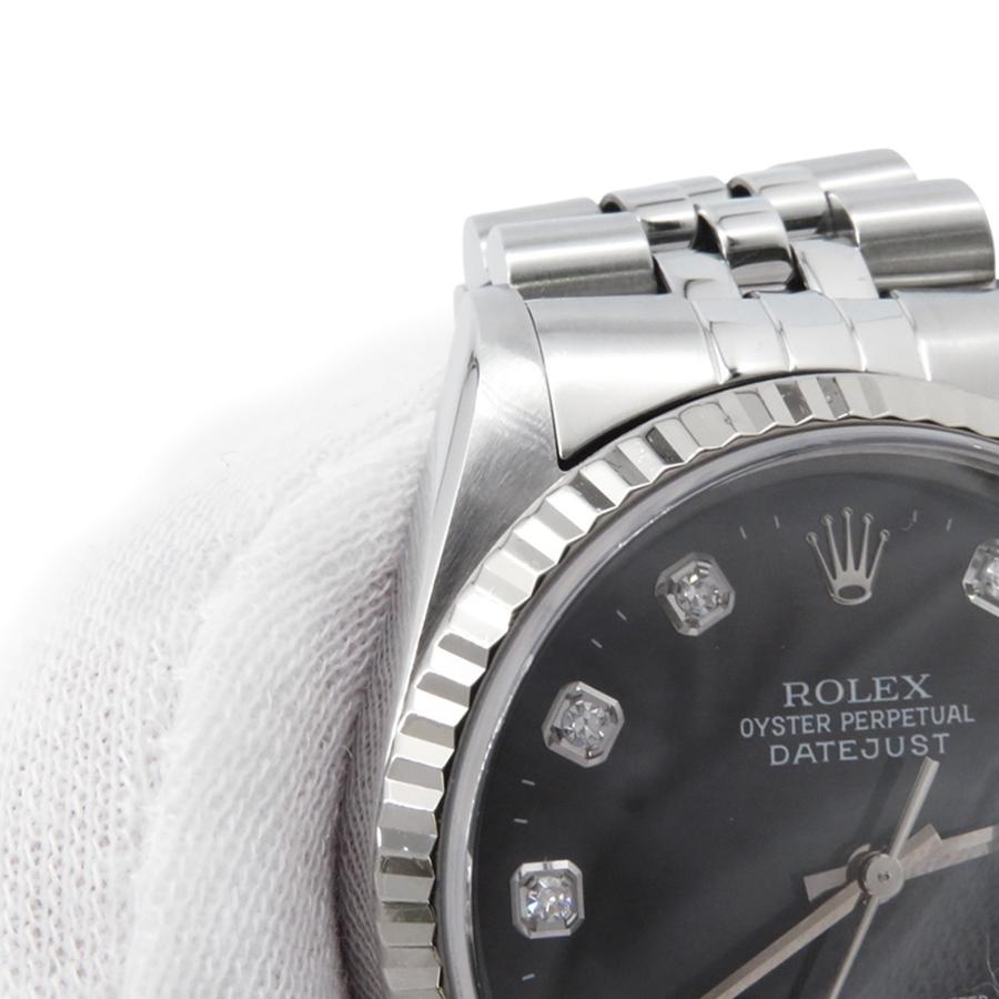 ロレックス デイトジャスト36 ランダムシリアル ルーレット SS/K18ホワイトゴールド 16234G  ROLEX 黒文字盤 10Pダイヤ ロレックス デイトジャスト36 ランダムシリアル ルーレット SS/K18