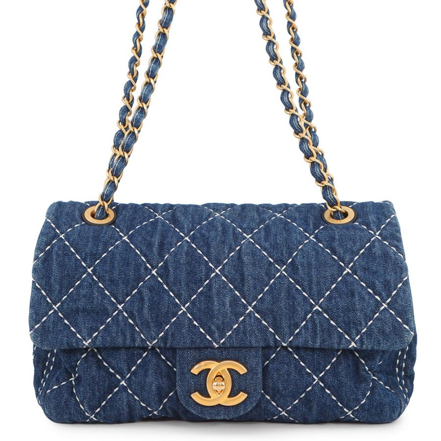 美品✦CHANEL デニム マトラッセ チェーンショルダーバッグ シャネル チェーンショルダーバッグ ココマーク マトラッセ シングル