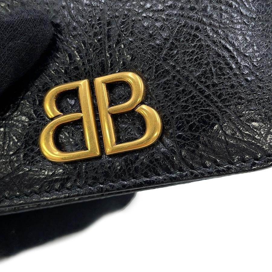 ✨美品✨バレンシアガ 三つ折り 財布 モナコ BBロゴ レザー 本革 ブラック バレンシアガ 三つ折り財布 モナコ ミニ ウォレット パフィー アリーナ