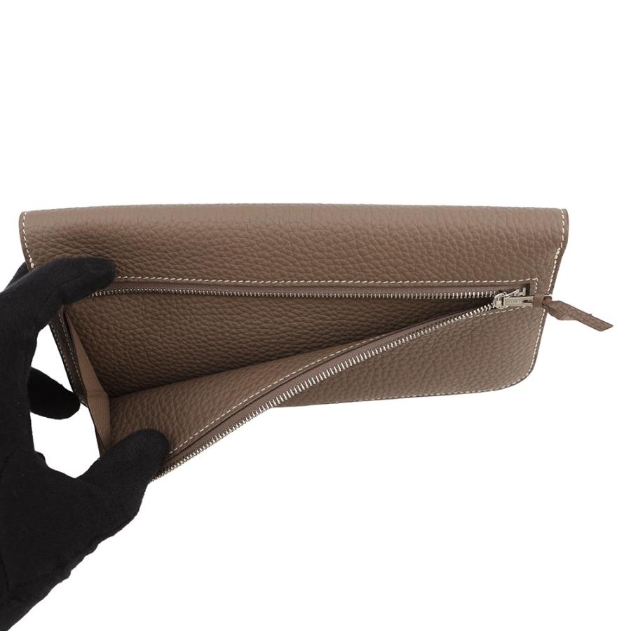 エルメス 長財布 ドゴンロング エトゥープ/シルバー金具 トゴ X刻印