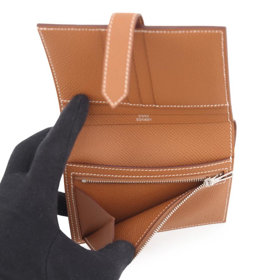 エルメス 二つ折り財布 ベアンコンパクト ゴールド/シルバー金具