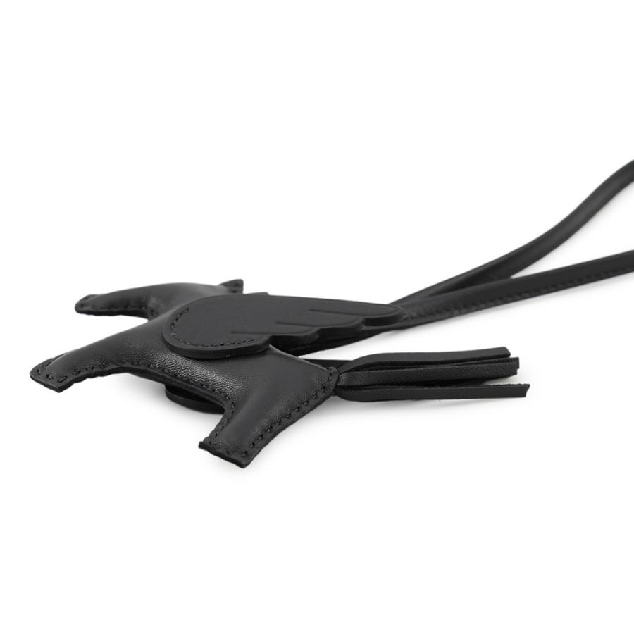 エルメス バッグチャーム ロデオPM ペガサス ブラック ラムスキン G 