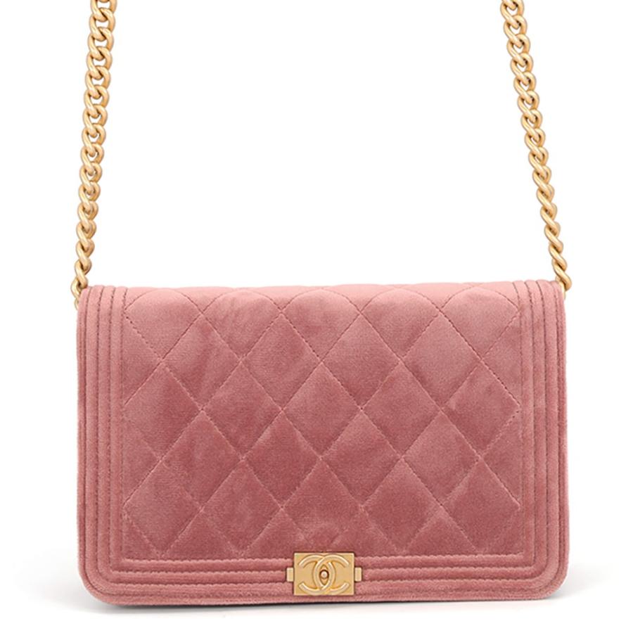 シャネル チェーンウォレット ボーイシャネル ベルベット CHANEL 財布