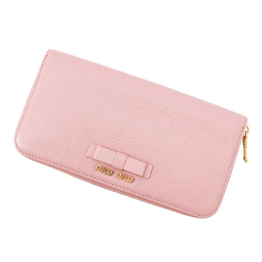 ミュウミュウ 長財布 リボン ロゴ レザー Miu 財布 【安心保証