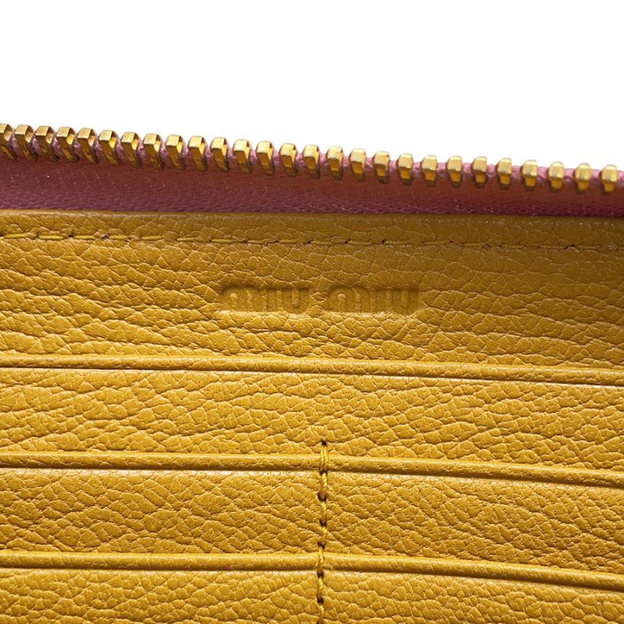 ミュウミュウ 長財布 リボン ロゴ レザー Miu 財布 【安心保証