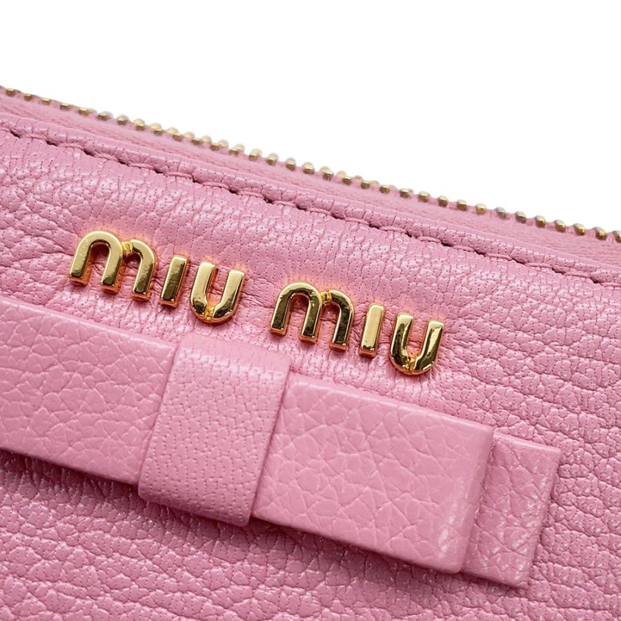 ミュウミュウ 長財布 リボン ロゴ レザー Miu 財布 【安心保証