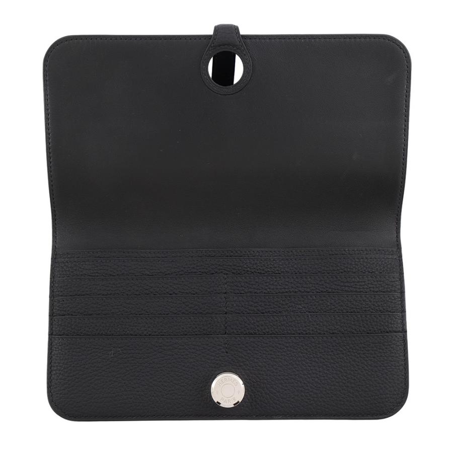 エルメス 長財布 ドゴンロング ブラック/シルバー金具 トリヨン