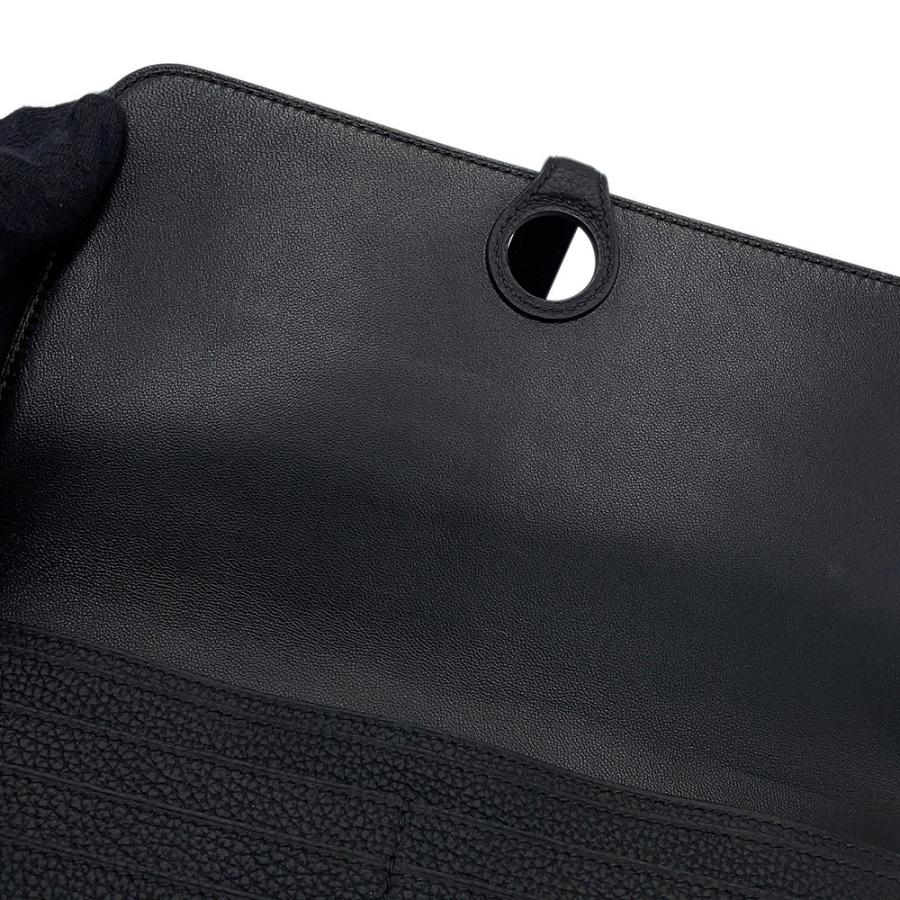エルメス 長財布 ドゴンロング ブラック/シルバー金具 トリヨン