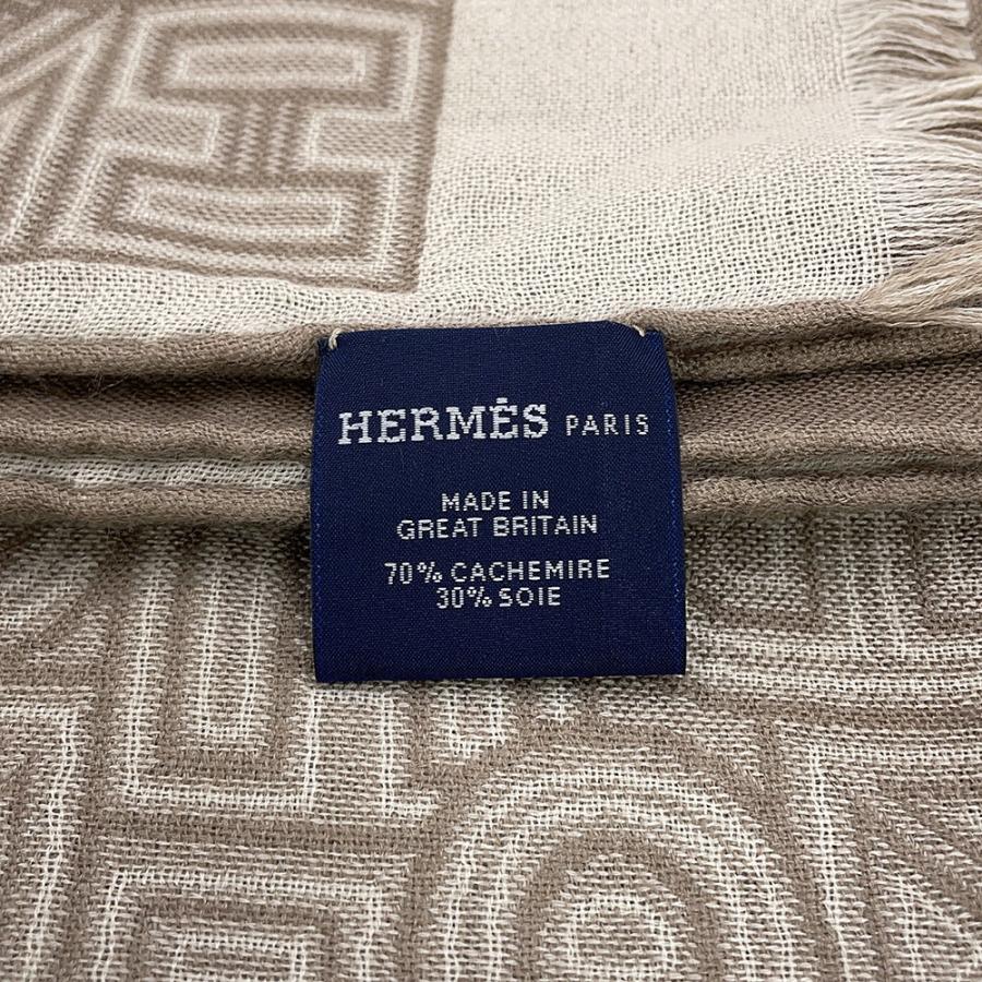 【希少】HERMES シェーヌダンクル柄　ウール　シルク　総柄　ストール エルメス ストール シェーヌダンクル カシミヤ シルク HERMES 【安心