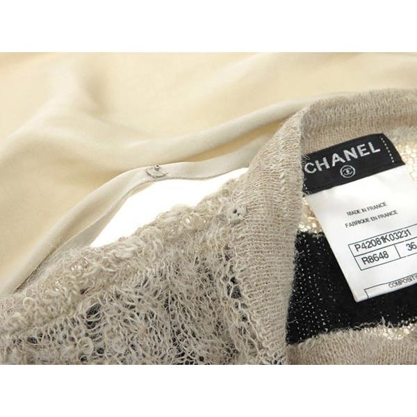 シャネル カーディガン ボーダー ニット 36 CHANEL（シャネル） カーディガン ボーダー カシミヤ ココマーク 長袖