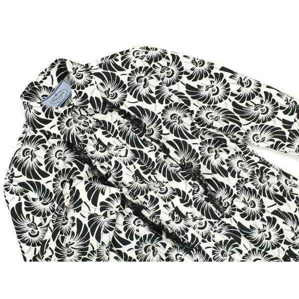 PRADA プラダ ワンピース フラワー柄 モノクロ シャツワンピース PRADA プラダ ワンピース フラワー柄 モノクロ シャツワンピース