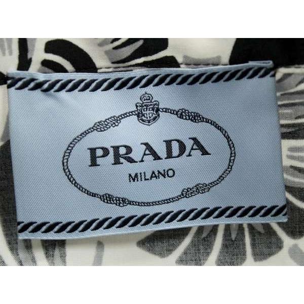 PRADA プラダ ワンピース フラワー柄 モノクロ シャツワンピース PRADA プラダ ワンピース フラワー柄 モノクロ シャツワンピース