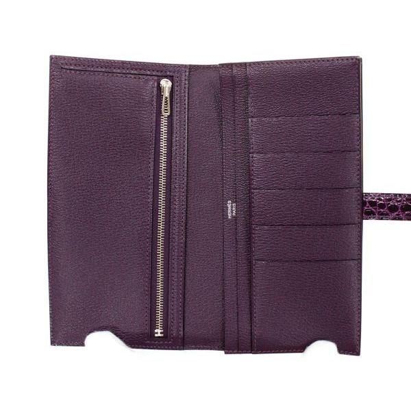 HERMES エルメス 長財布 ベアンスフレ マチ有り カシス×シルバー金具  