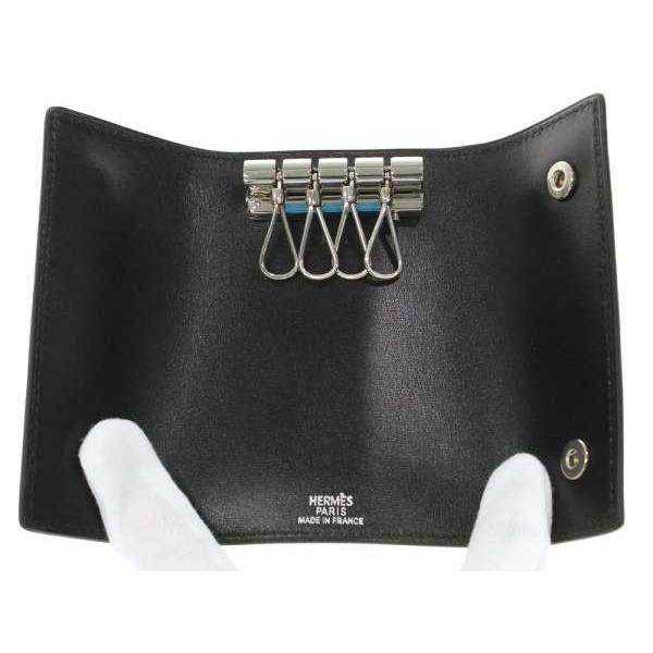 HERMES エルメス 4連キーケース エチュイ クレ4 ブラック×シルバー金具 