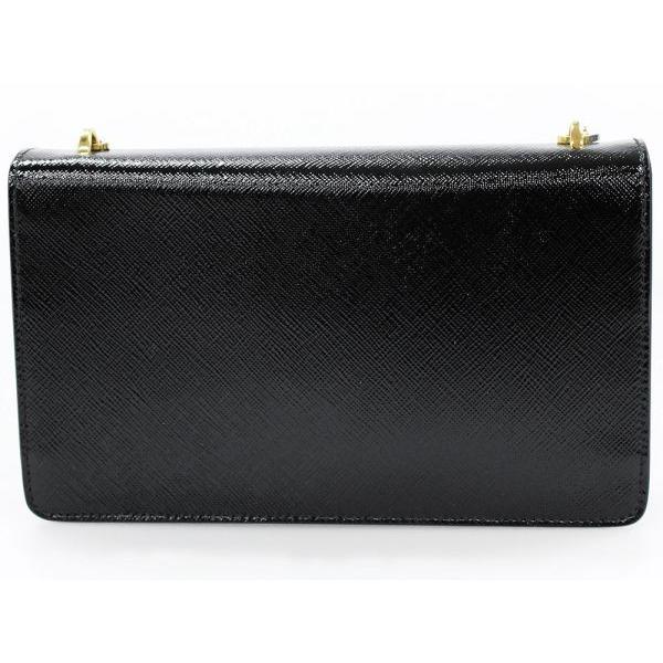 PRADA プラダ チェーンウォレット サフィアーノヴェルニック ブラック