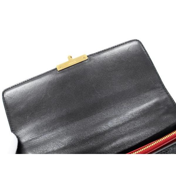 PRADA プラダ チェーンウォレット サフィアーノヴェルニック ブラック