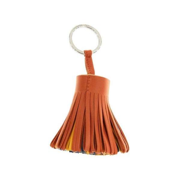 【ドンドン見直し】良品▼HERMES エルメス カルメン レザー フリンジ キーホルダー バッグチャーム ネイビー オレンジ 箱付き フランス製 メンズ HERMES（エルメス） 【ドンドン見直し】良品▽HERMES カルメン レザー