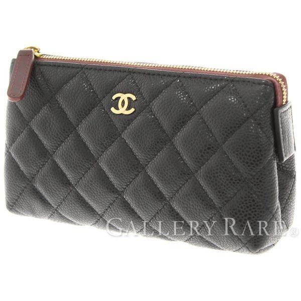 CHANEL（シャネル） ポーチ マトラッセ コスメポーチ キャビアスキン