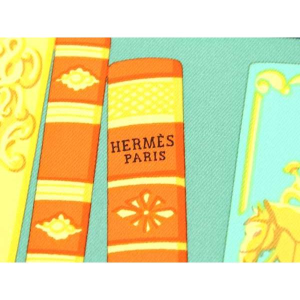 エルメス スカーフ カレ45 図書館 Bibliotheque シルクツイル ハンカチ HERMES シルクスカーフ｜gallery-rare｜03