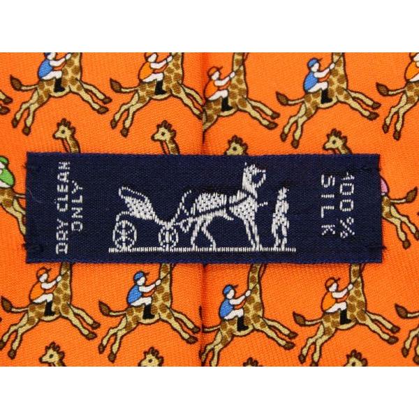 HERMES（エルメス） ネクタイ オレンジ ジラフ柄 キリン シルク