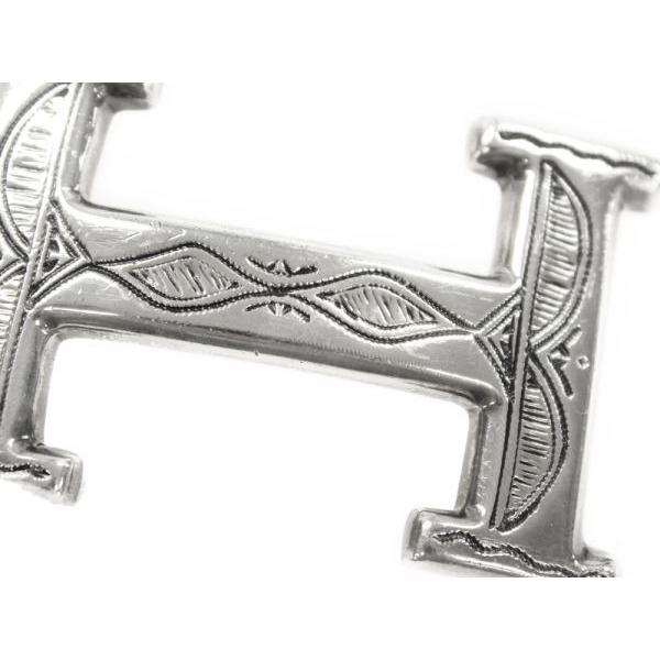 トゥアレグ HERMÈSバックル シルバー手彫り HERMES エルメス トゥアレグ ベルト 90 シルバー グレージュ