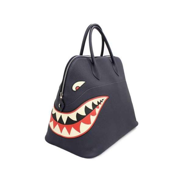HERMES（エルメス） ボリード45 シャーク ブルーニュイ×シルバー金具