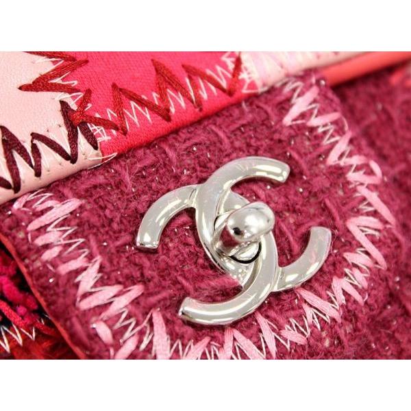 CHANEL(シャネル) ショルダーバッグ - A65468 ピンク×レッド×マルチ パッチワーク/シルバー金具/チェーンショルダー/シングルフラップ ラムスキン CHANEL（シャネル） チェーンショルダーバッグ パッチワーク ピンク W