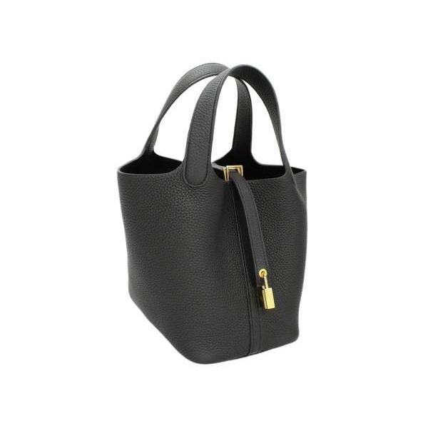 HERMES（エルメス） ハンドバッグ ピコタンロックPM ブラック×ゴールド