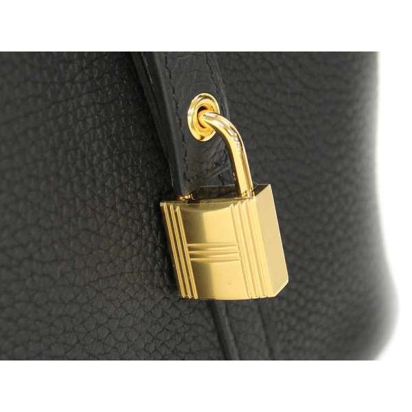HERMES（エルメス） ハンドバッグ ピコタンロックPM ブラック×ゴールド