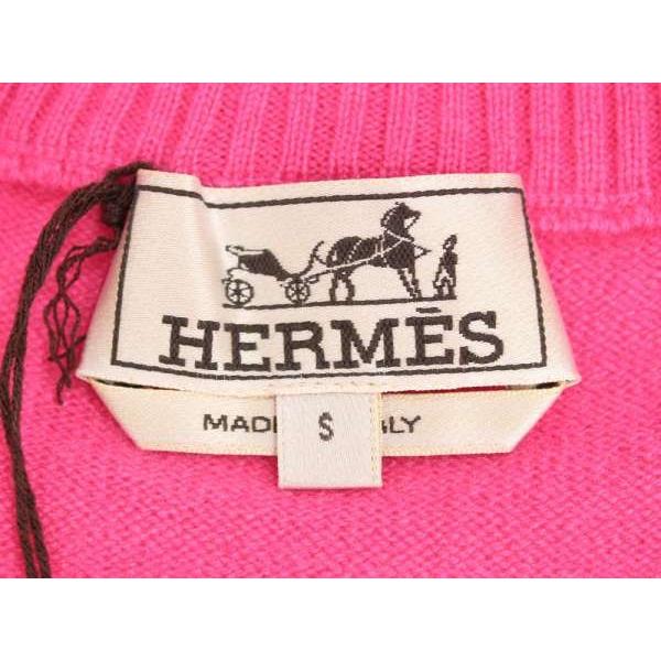 エルメス 長袖ニット クォータージップ メンズサイズS HERMES 服 カシミヤ タートルネック ピンク｜gallery-rare｜04