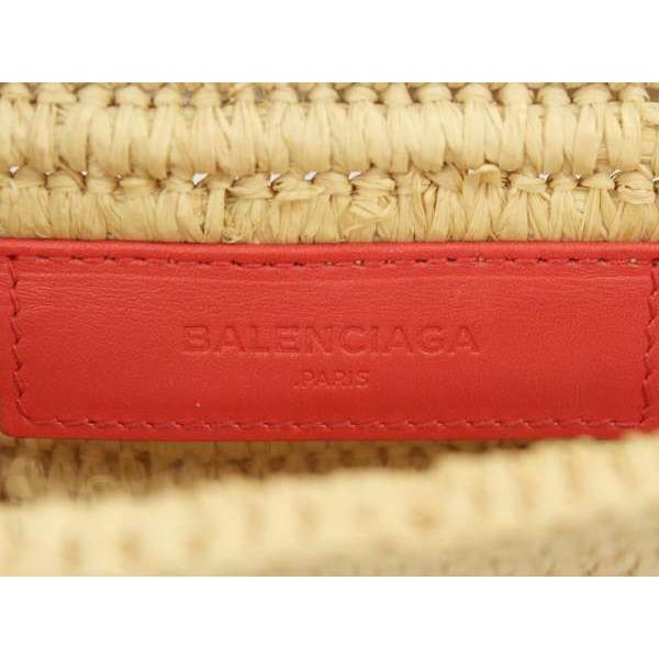BALENCIAGA（バレンシアガ） クラッチバッグ ベージュ レッド ラフィア 