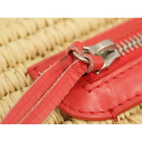 BALENCIAGA バレンシアガ クラッチバッグ ベージュ レッド ラフィア 
