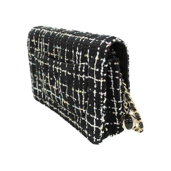 CHANEL シャネル チェーンウォレット マトラッセ ココマーク ツイード キルティング A33814 財布 黒 : GALLERY ...