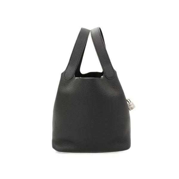 HERMES（エルメス） ハンドバッグ ピコタンロックMM ブラック×シルバー