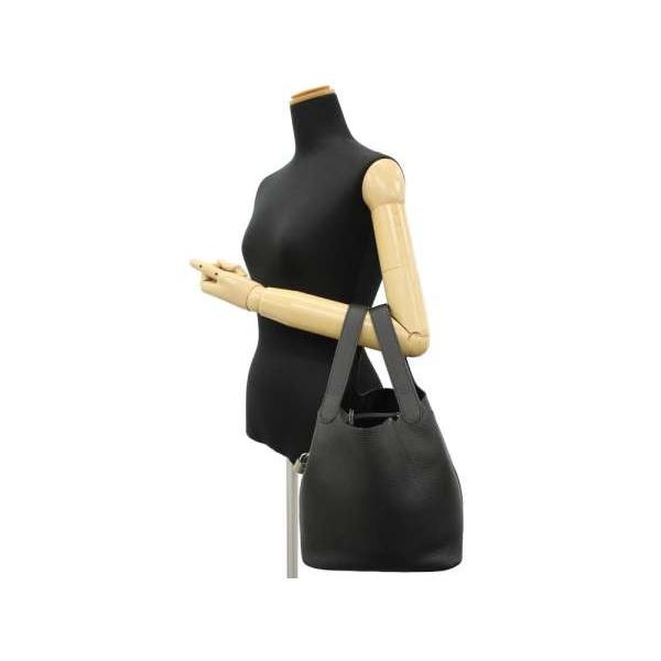 HERMES（エルメス） ハンドバッグ ピコタンロックMM ブラック×シルバー