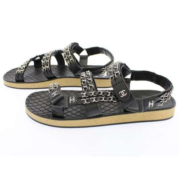 CHANEL シャネル サンダル ココマーク マトラッセ チェーン CHANEL シャネル サンダル ココマーク マトラッセ チェーン